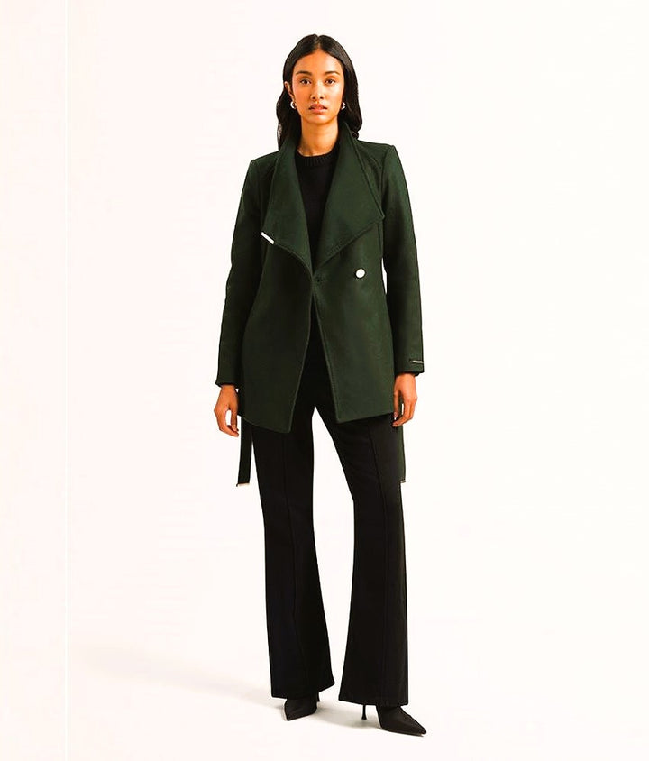 Ted Baker Rosess Short Belted Wool Wrap Coat | Dark Green