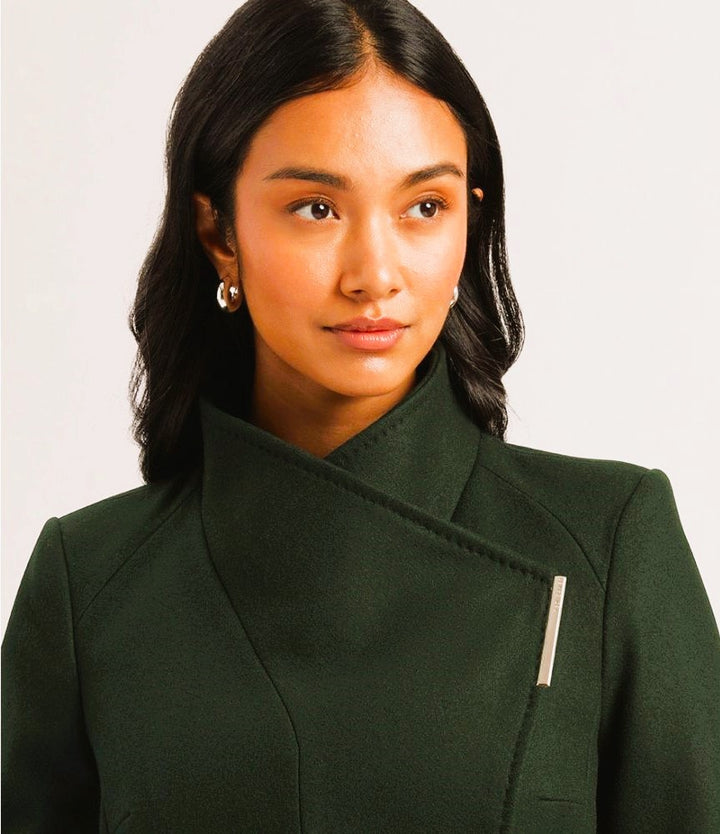 Ted Baker Rosess Short Belted Wool Wrap Coat | Dark Green