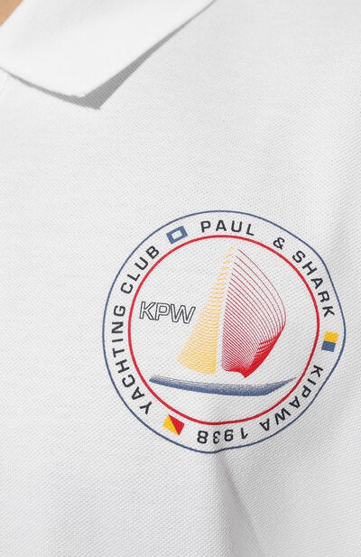 Paul & Shark Organic Cotton Piqué Polo with Kipawa Print | White