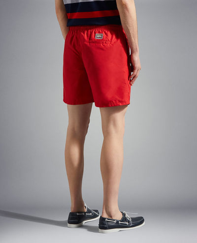 Paul & Shark Swim Shorts With Reflective Printed Logo | Red