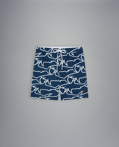 Paul & Shark Save the Sea Swim Shorts Shark Print | Navy