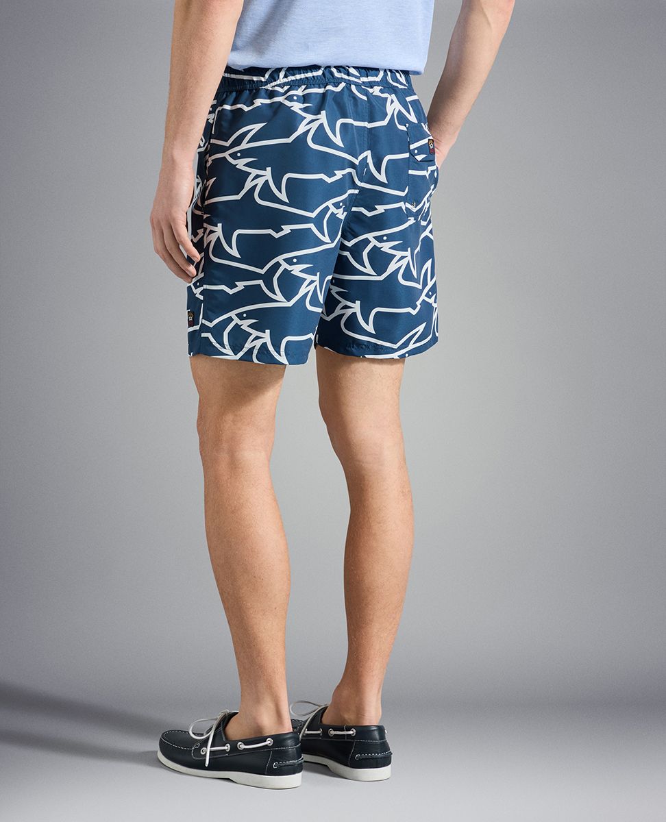 Paul & Shark Save the Sea Swim Shorts Shark Print | Navy