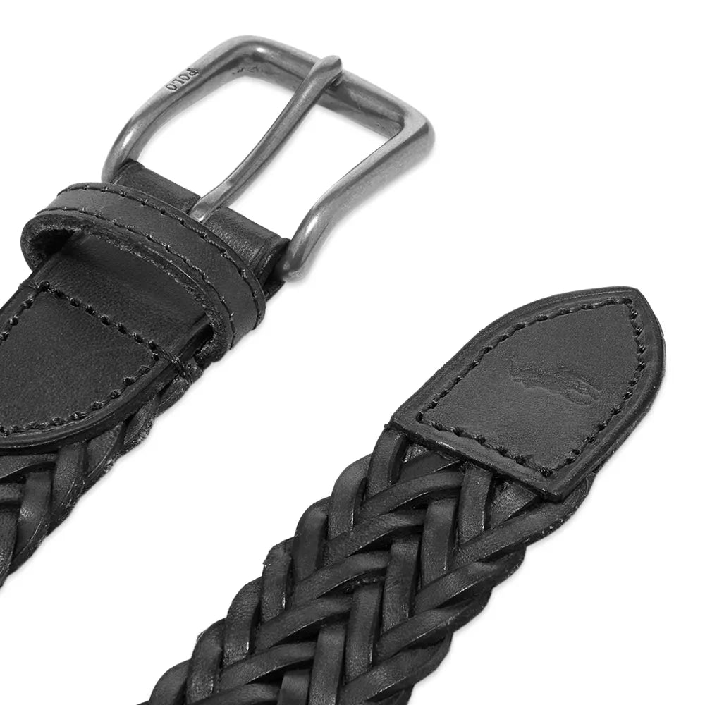 Ralph Lauren Narrow Braid Leather Belt | Black