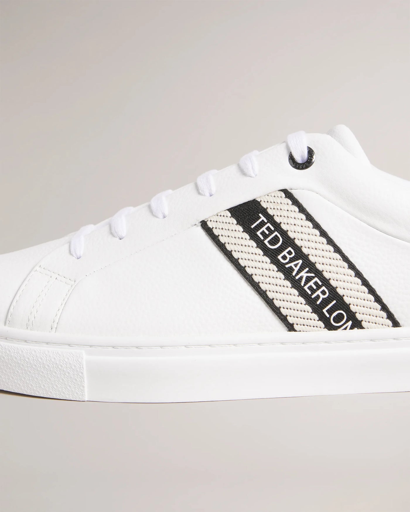 Ted Baker Trilobw Leather Trainers With Webbing Detail | White