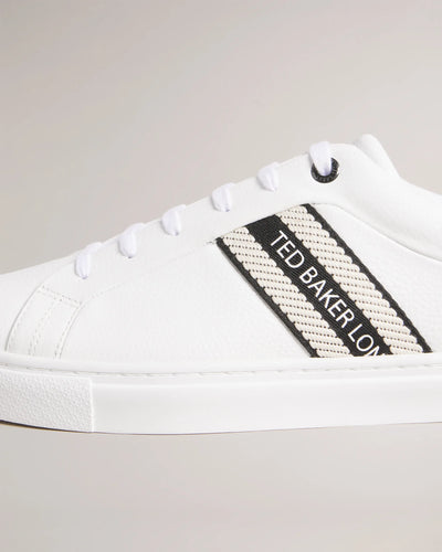 Ted Baker Trilobw Leather Trainers With Webbing Detail | White