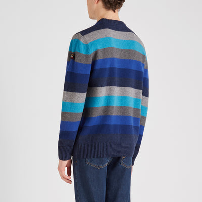 Paul & Shark Sweater Wool Crewneck With Stripes | Blue / Navy / Grey