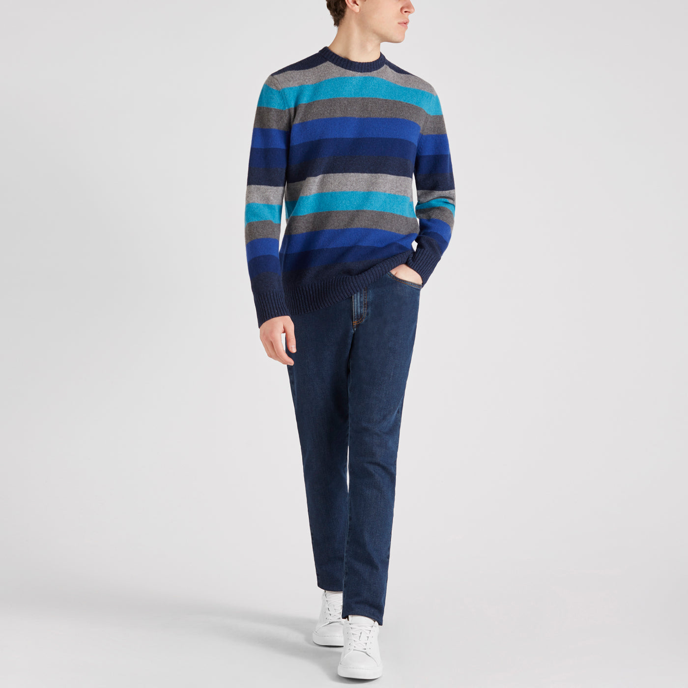 Paul & Shark Sweater Wool Crewneck With Stripes | Blue / Navy / Grey
