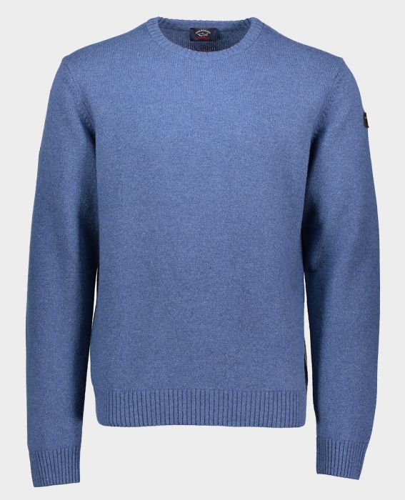 Paul & Shark Sweater Color of Shetland Ecowool Crew Neck | Ocean Blue