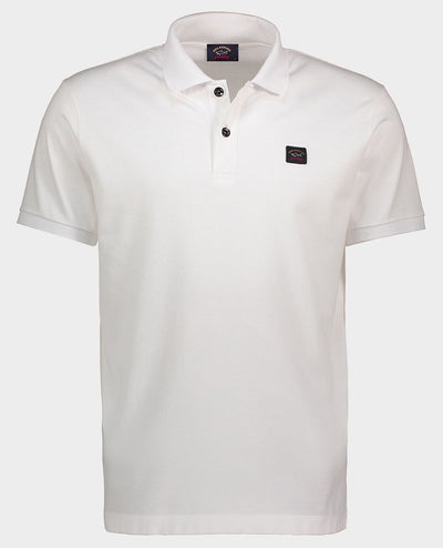 Paul & Shark Organic Cotton Piqué Polo with Iconic Badge | White