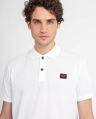 Paul & Shark Organic Cotton Piqué Polo with Iconic Badge | White