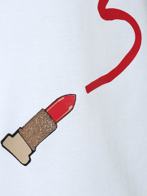 Luisa Cerano T-shirt Print Lipstick | White