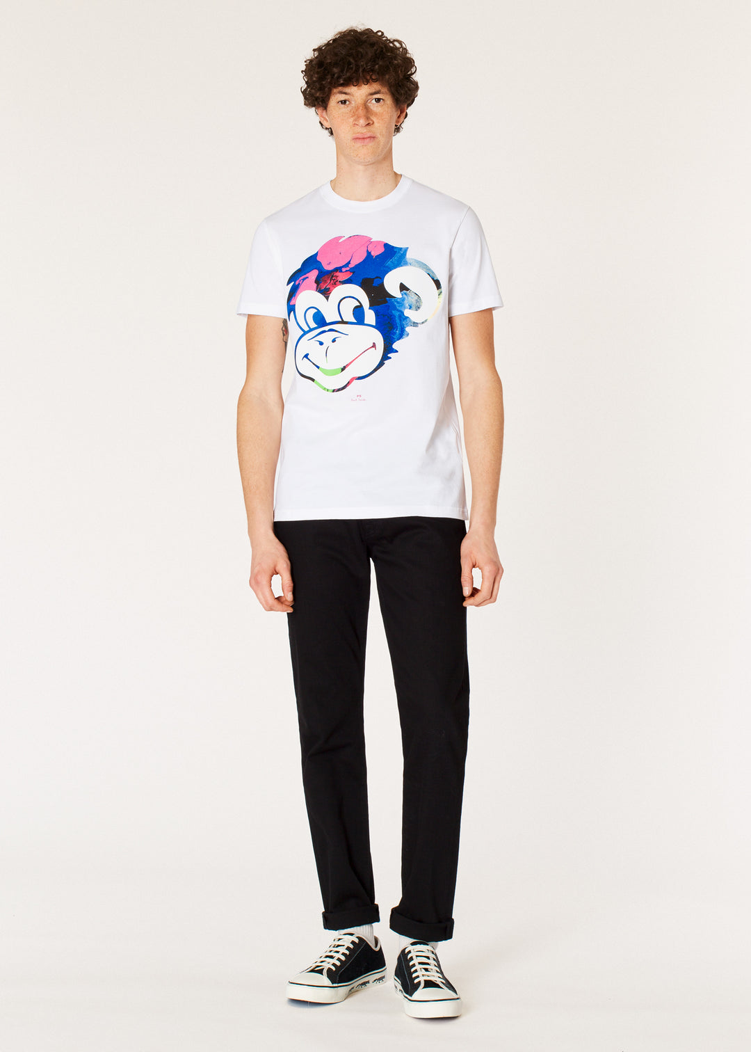 Paul Smith T-shirt Regular Fit Marble Monkey Head Print | White