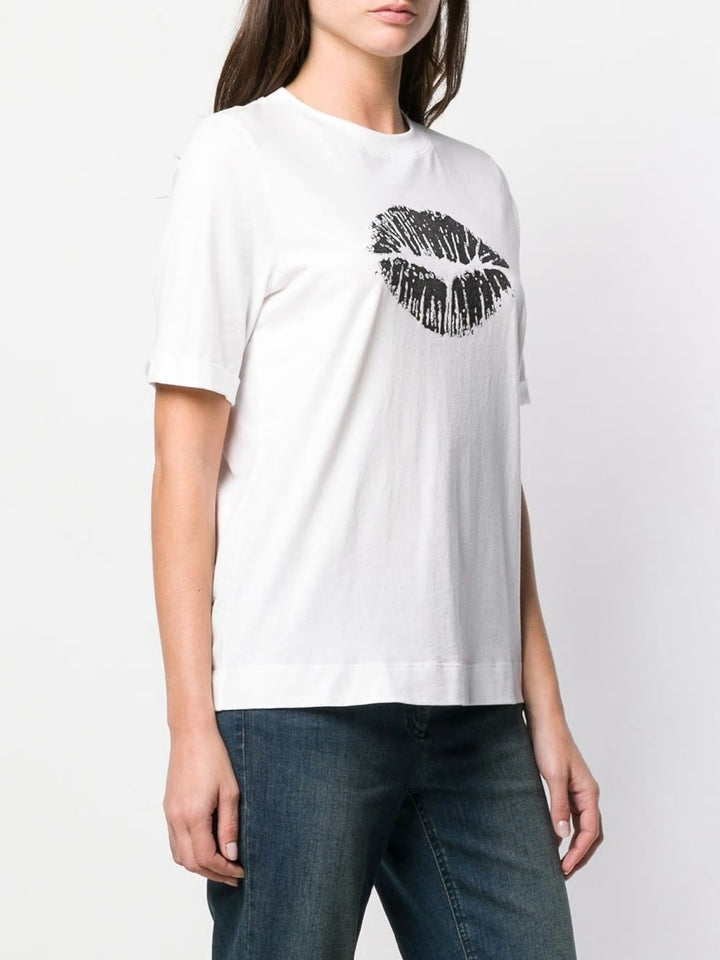 Luisa Cerano T-shirt Lip Print | White