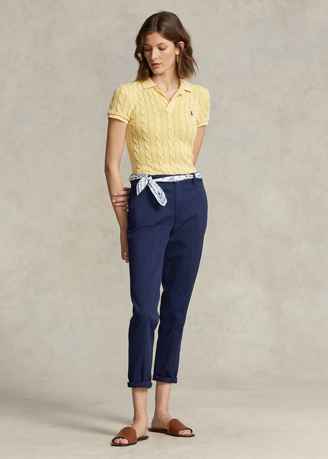 Ralph Lauren Cropped Slim Fit Twill Chino Trouser | Newport Navy