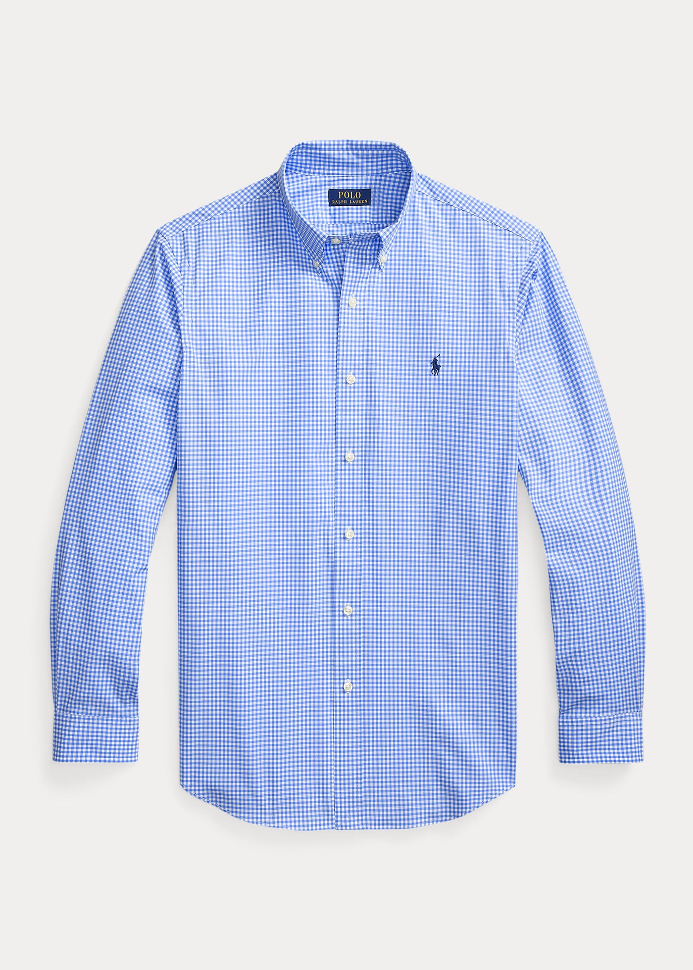 Ralph Lauren Custom Fit Plaid Stretch Poplin Shirt | Light Blue/White